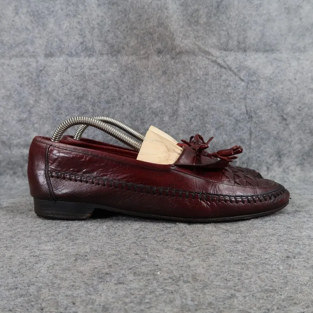 Johnston & Murphy Shoes Mens 8 Tassel Loafer Leather Woven Classic Dress Kiltie